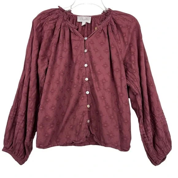 Anthropologie Cleobella Antonia Boho Puff Sleeve Button Blouse - Picture 2 of 7